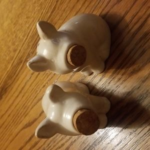 Salt and pepper pigs vintage set with holes in the snout to pour